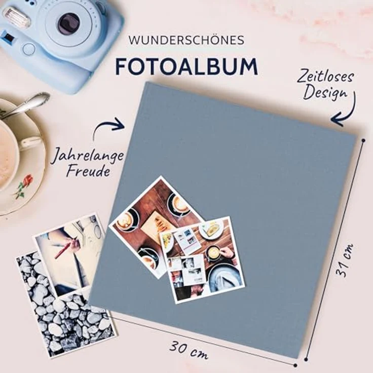 goldbuch Fotoalbum Summertime Trend 2 mit 100 weißen Seiten mit Pergamin-Trennblättern und Leineneinband, für bis zu 600 Bilder, 31607, Hochwertiges Papier, Blau-grau, 30 x 31 cm - Preisvergleich – Bild 3