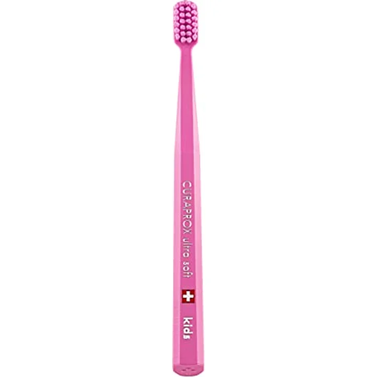 CURAPROX CS Kids Zahnbürste - Handzahnbürste für Kinder mit 5500 Ultra Soft CUREN Borsten und kleinem Bürstenkopf - Pink – Bild 1