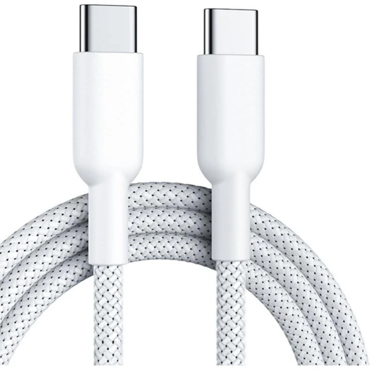 Wigento USB C Ladekabel, 60W Schnellladung Nylon Datenkabel, 2m, Weiß