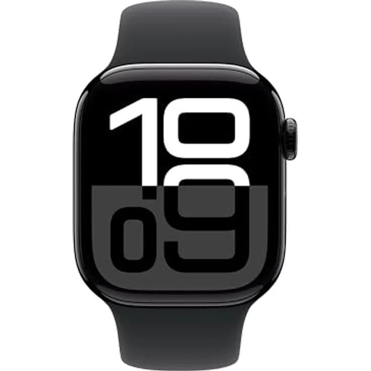 Apple Watch Series 10, 42 mm, GPS + Cellular, Aluminiumgehäuse Diamantschwarz, Sportarmband Schwarz, M/L – Bild 2