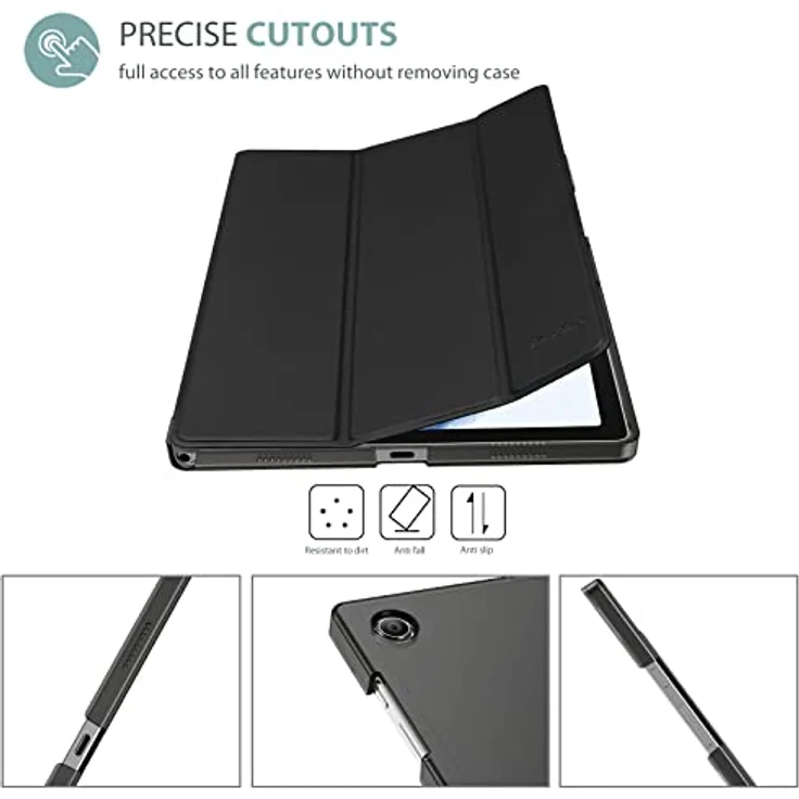 ProCase Hülle für Galaxy Tab A8 10.5” (SM-X200/X205) 2022, ultra dünn, leicht, Dreifach Falt Klapp Schutzhülle mit Translucent Frosted Rückseite - Schwarz – Bild 3