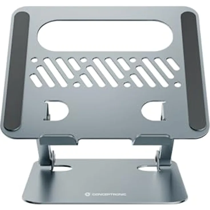Conceptronic THANA10G Faltbarer Laptopständer, höhenverstellbar, grau, mit rutschfesten Pads aus Aluminium