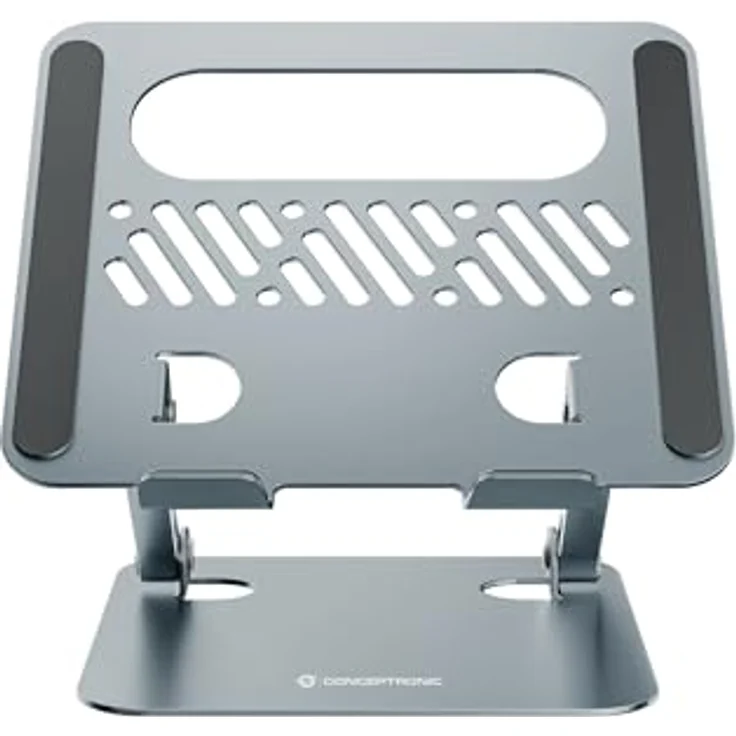 Conceptronic THANA10G Faltbarer Laptopständer, höhenverstellbar, grau, mit rutschfesten Pads aus Aluminium – Bild 1