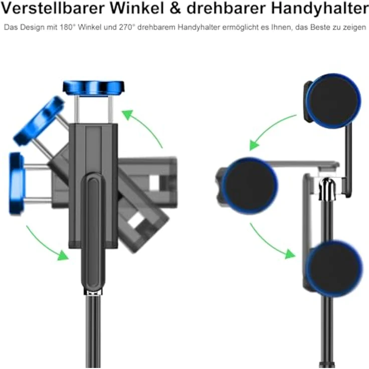 ATUMTEK 3-in-1 Selfie Stick Stativ, Ausziehbares Aluminium Handy Stativ mit kabelloser Bluetooth-Fernbedienung, kompatibel mit iPhone 17/16/15/14/13/12 mini/11 Pro und Samsung Smartphones, Blau – Bild 3