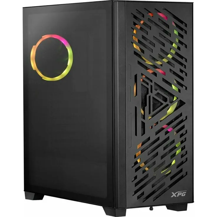ADATA Xpg Lander 501, Midi Tower PC-Gehäuse, schwarz, ATX/EATX/ITX, gehärtetes Glas, 4x 2.5" SSD Erhöhungen, 3x 120/140mm Lüfterunterstützung