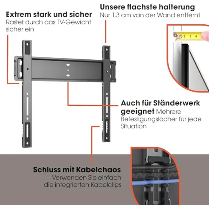 Vogels Elite 5505, TV Wandhalterung für 32-77 Zoll Fernseher, fix, schwarz – Bild 4
