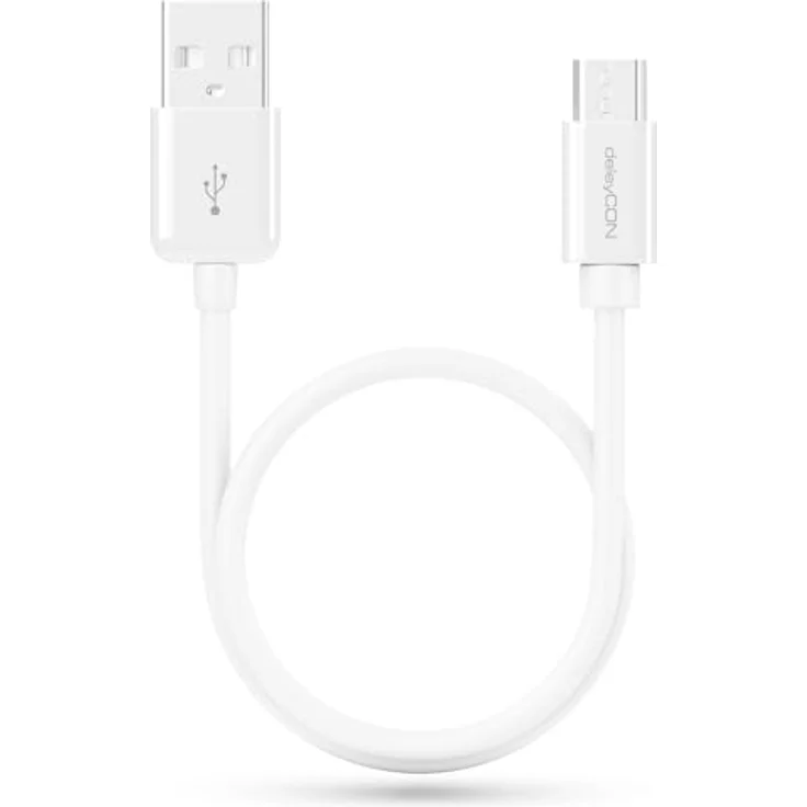 deleyCON 0,30m Micro USB Ladekabel, Datenkabel für Handys und Tablets, Weiß – Bild 4