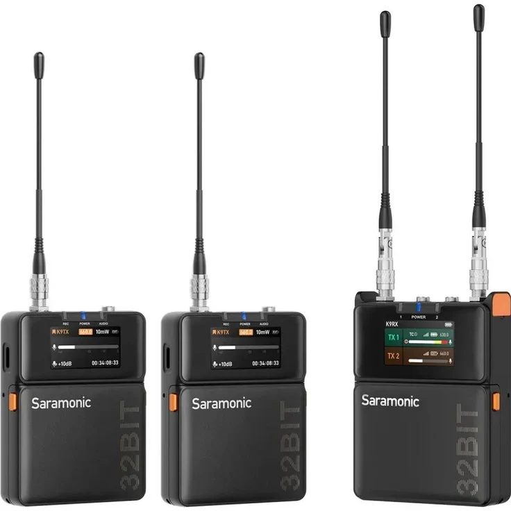 Deity Saramonic K9 Digital Duo, Wireless UHF Mikrofon mit dualkanaliger Aufnahme, 32-Bit-Float-Technologie, inklusive 2 Lavalier-Mikrofone und Sender