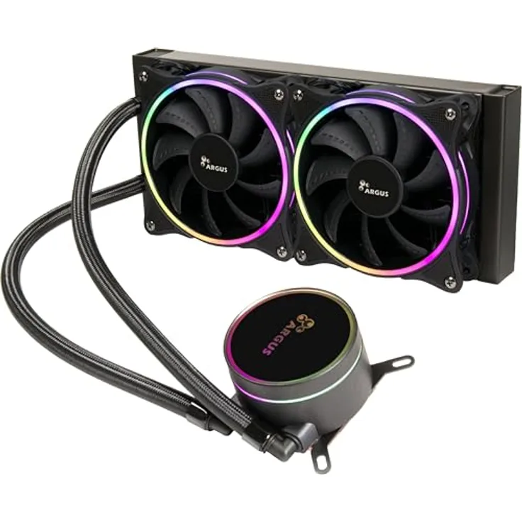 Inter-Tech 240mm AIO Wasserkühlung mit ARGB Beleuchtung, 250 Watt, Aluminium/Kupfer