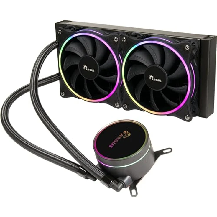 Inter-Tech 240mm AIO Wasserkühlung mit ARGB Beleuchtung, 250 Watt, Aluminium/Kupfer – Bild 1