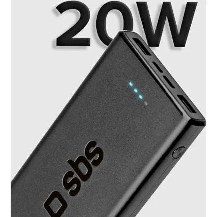 SBS PowerBank 10K Fast, 10.000 mAh Power Delivery, 22,5 W Schnellladung, USB-C und USB-A, kompakt und tragbar mit Status-LED – Bild 2