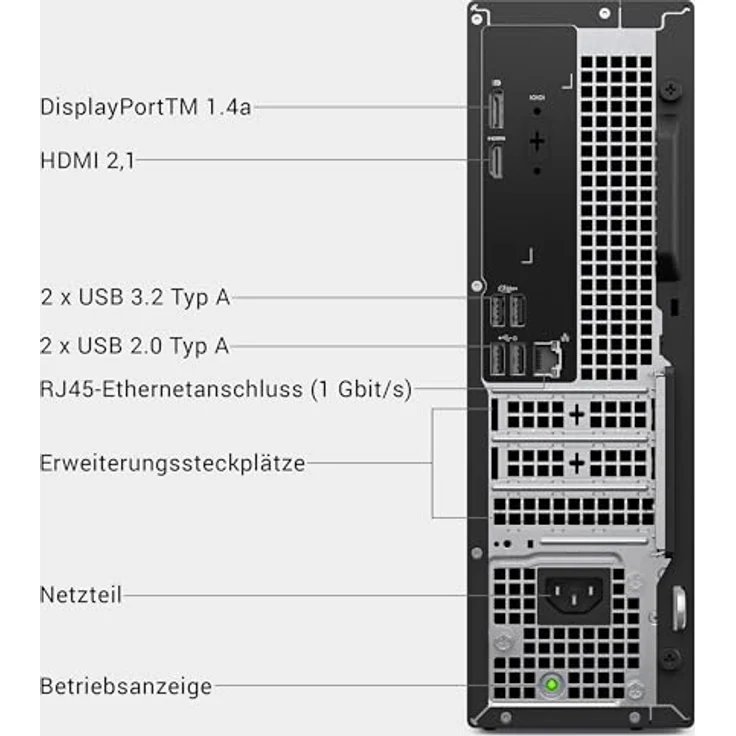 Dell Slim ECS1250 Desktop, Intel Core i5-14400, 10 Kerne, 16GB RAM, 512GB SSD, Intel UHD Graphics 730, Windows 11 Home, schwarz – Bild 9