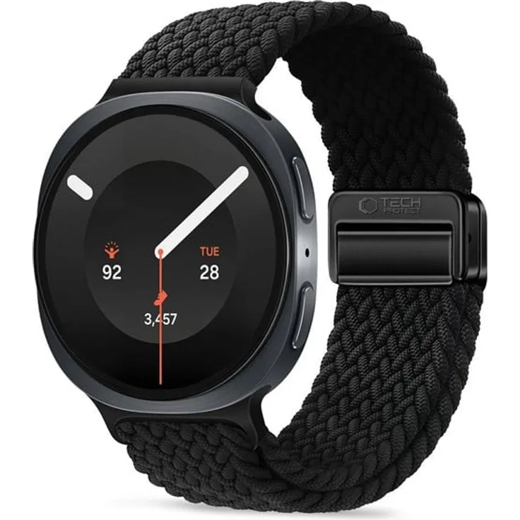Tech-Protect NylonMag Strap für Samsung Galaxy Watch 8/9 - geflochtenes Nylonarmband mit magnetischem Metallverschluss, schwarz, 40/44/46mm
