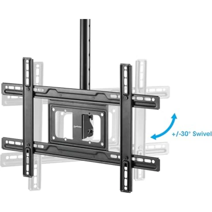 Manhattan 462051, Höhenverstellbare Full-Motion Deckenhalterung für Flachbildschirme bis 80 Zoll, -25 bis 5° Neigung, Schwarz – Bild 5
