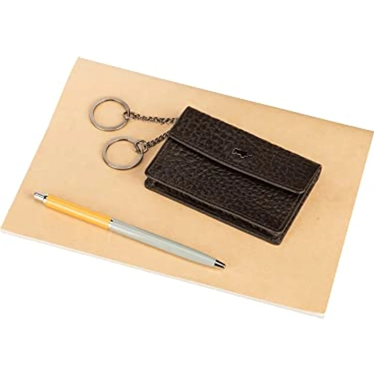 BRAUN BÜFFEL Schlüsseletui aus echtem Leder YANNIK - Schlüsseltasche Slim mit Druckknopf - Braun – Bild 4