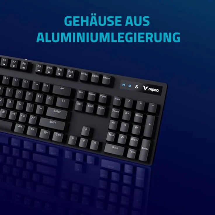 Rapoo V500PRO 2.4 Kabellose mechanische Gaming-Tastatur, 120h Akkulaufzeit, Ultraschlankes Design, Deutsches QWERTZ-Layout - Schwarz – Bild 5