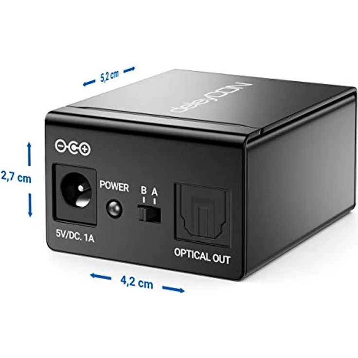 deleyCON Toslink 2x1 Switch SPDIF Audio Manueller Umschalter Verteiler Splitter (2X IN / 1x Out) Optisch TOSLINK - aus Metall - HiFi Toslink SPDIF Umschalter - Dolby, DTS, LPCM2.0, AC3 Support – Bild 2