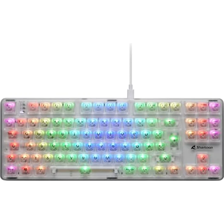 Sharkoon Crystal Shark RGB, Weiß - Transparente Tastatur mit KTT-Schaltern und TKL-Formfaktor – Bild 1