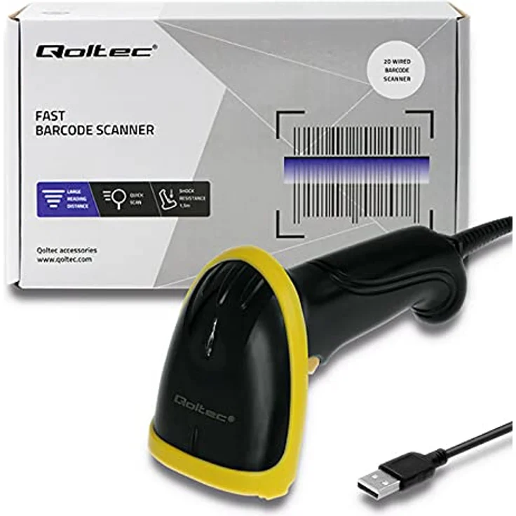 Qoltec Laser Scanner 1D | 2D | USB | Black, Barcode-Scanner – Bild 3