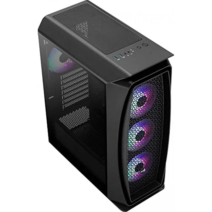 Aerocool AEROONEFROST, PC ATX-Box, 4 RGB-Lüfter, Glasscheibe, schwarz – Bild 2