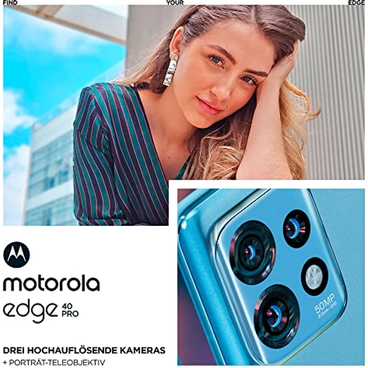 Moto edge40 pro (6,67"-FHD+-Display, 50-MP-Kamera, 12/256 GB, 4600 mAh, Android 13), Lunar Blue – Bild 5
