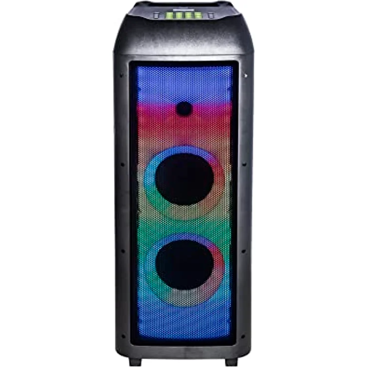Majestic Flame T360, Bluetooth Trolley mit 360° Lichtspiel, DJ Pad 64 Soundeffekte, 4 LED-Lichteffekte, USB/AUX/MIC/Guitar, Fernbedienung, TWS, Tragegriff und Rollen – Bild 2