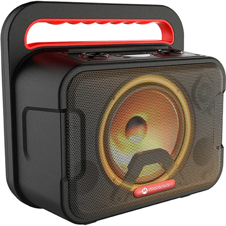 Motorola Sound ROKR 810 / Sonic Maxx 810 - Kabelloser Lautsprecher - 40 Watt - Bluetooth 5.0 - LED - Karaoke-Mikrofon - Wasserdicht - Schwarz