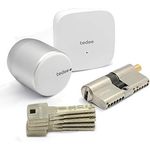 FELGNER tedee Set - elektronisches Türschloss mit ABUS Bravus.2500 MX Hochsicherheits-Zylinder 40/45K inkl. 5 Schlüssel | tedee WLAN-Bridge | Bluetooth-Steuerung | iPhone & Android | Smart Home | Silber