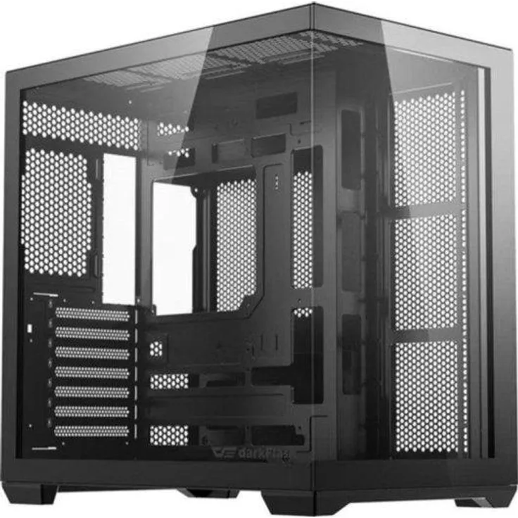 darkflash PC-Gehäuse Darkflash C280, E-ATX/Micro-ATX/Mini-ITX, optimierter Luftstrom, 270° Sicht, schwarz