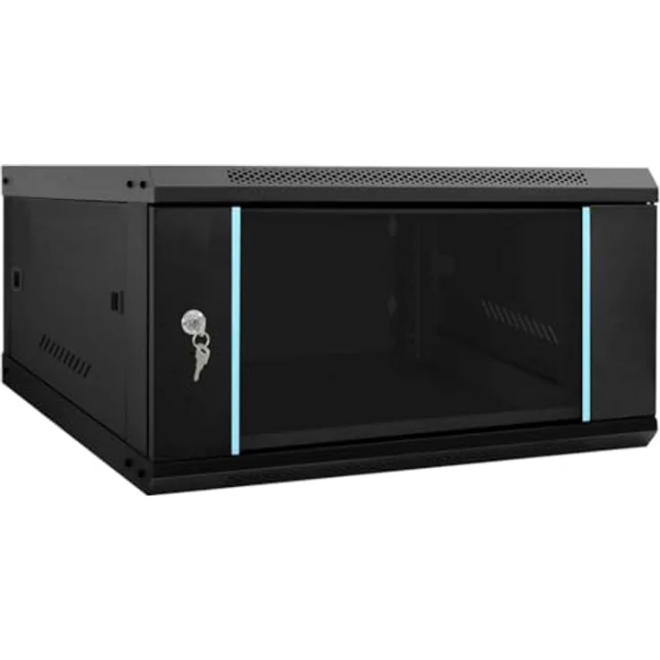 vidaXL Netzwerkschrank, Stahl Schwarz 60 x 60 x 35 cm mit integriertem Speicher – Bild 1