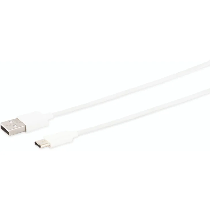 S-CONN USB Lade-Sync Kabel, USB-A Stecker auf USB-C Stecker 2.0, 1m, ABS, weiß, unterstützt QC bis zu 18W, Übertragungsrate bis zu 480 Mbit/s