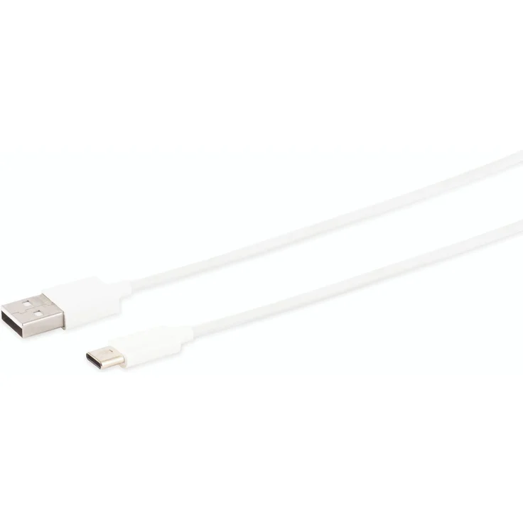 S-CONN USB Lade-Sync Kabel, USB-A Stecker auf USB-C Stecker 2.0, 1m, ABS, weiß, unterstützt QC bis zu 18W, Übertragungsrate bis zu 480 Mbit/s