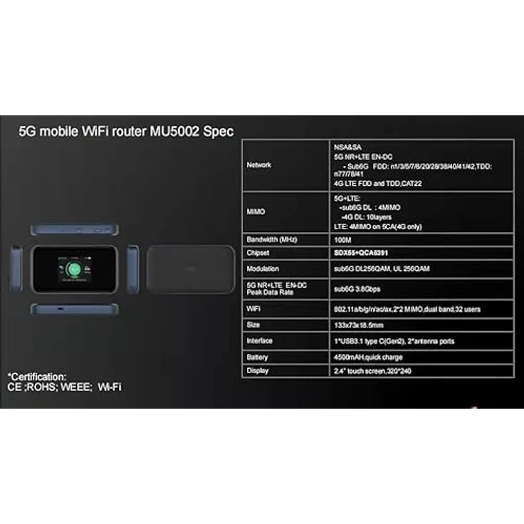 ZTE MU5002 Mobiler 5G WLAN Router, Router mit 5G-Unterstützung – Bild 4