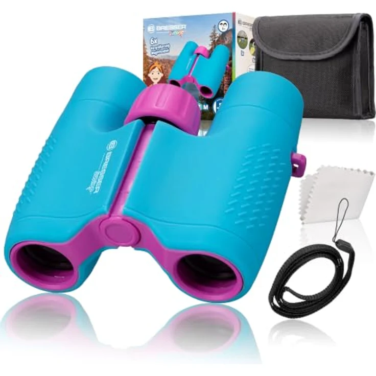BRESSER junior Bresser Junior Fernglas 6x21, kompaktes Kinderfernglas mit verstellbaren Linsen und Umklappbaren Augenmuscheln, inklusive Tasche und Linsenputztuch – Bild 1