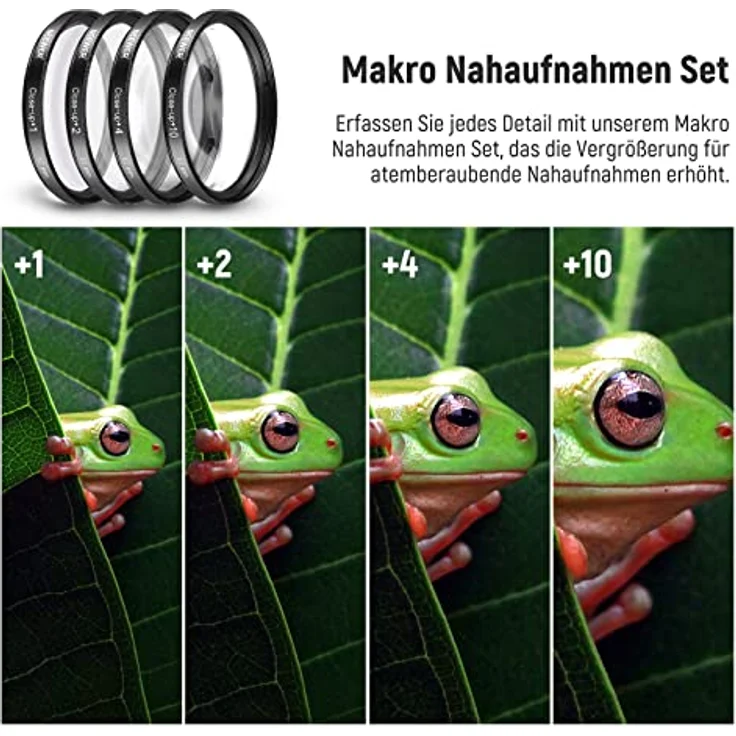 Komplettes Objektivfilter-Zubehör-Kit, 67 mm, von Neewer® für Objektive mit Filtergröße 67 mm:UV-, CPL-, FLD-Filter-Set + Makro-Nahaufnahmen-Set (+1, +2, +4, +10) + ND-Filter-Set (ND2, ND4, ND8) + andere. – Bild 6