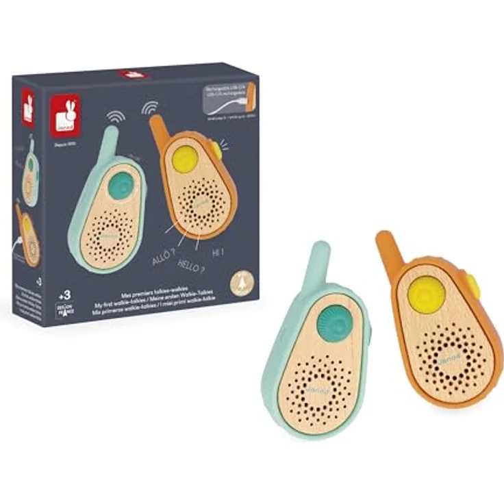 Janod Walkie Talkie Spielzeug - Happy Garden - Funkgerät mit 300 Meter Reichweite, wiederaufladbar für Kinder ab 3 Jahren – Bild 5