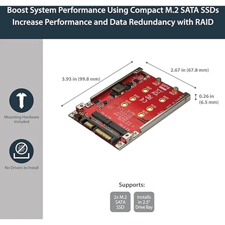 StarTech.com M.2 auf SATA Adapter - Dual Slot M.2 NGFF SSD Adapter für 2,5in Laufwerke - RAID – Bild 3