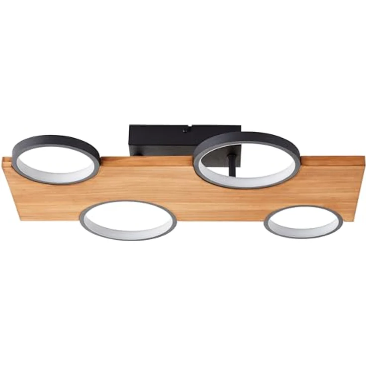 Brilliant Lampe Cheesy LED Deckenleuchte 55x35cm matt schwarz/holz Metall/Holz braun 28 W LED integriert, dimmbar und nachhaltiges Holz – Bild 4