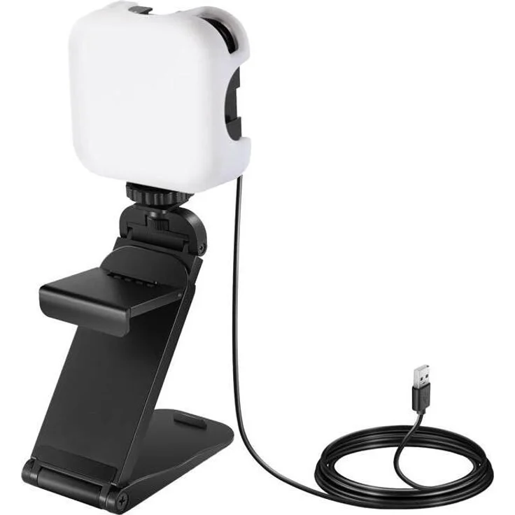 Neewer PL81 Bi Color LED Selfie-/Videokonferenzlampe, Softbox + Reflektor, Augenfreundliche Beleuchtung, 360° schwenkbar, USB-C aufladbar, ideal für Telearbeiter und Vlogger