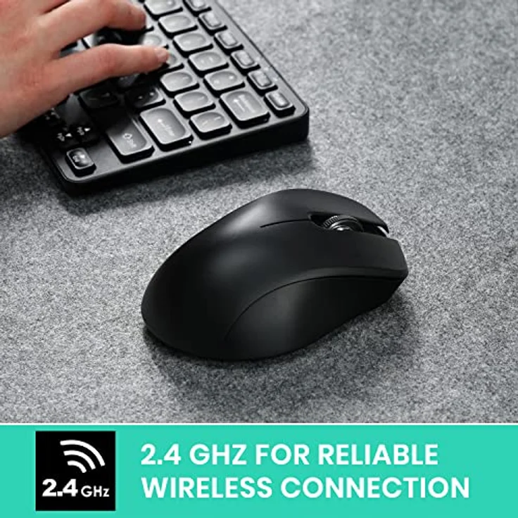 Perixx PERIMICE-621B Wireless Mouse - Leise Klicks mit Ergo Design - Schwarz – Bild 2