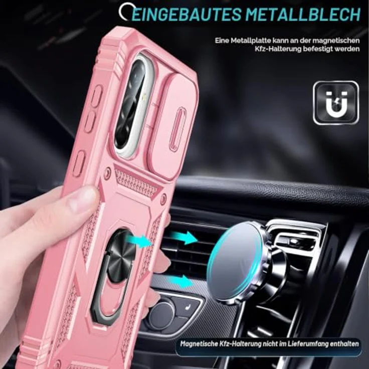 LeYi Kamera Schieber Hülle für Samsung Galaxy A36 5G Schutzhülle mit 2 Displayschutzfolien, Militär Armor, Standfunktion, Kamera Objektivschutz, Rosa – Bild 5