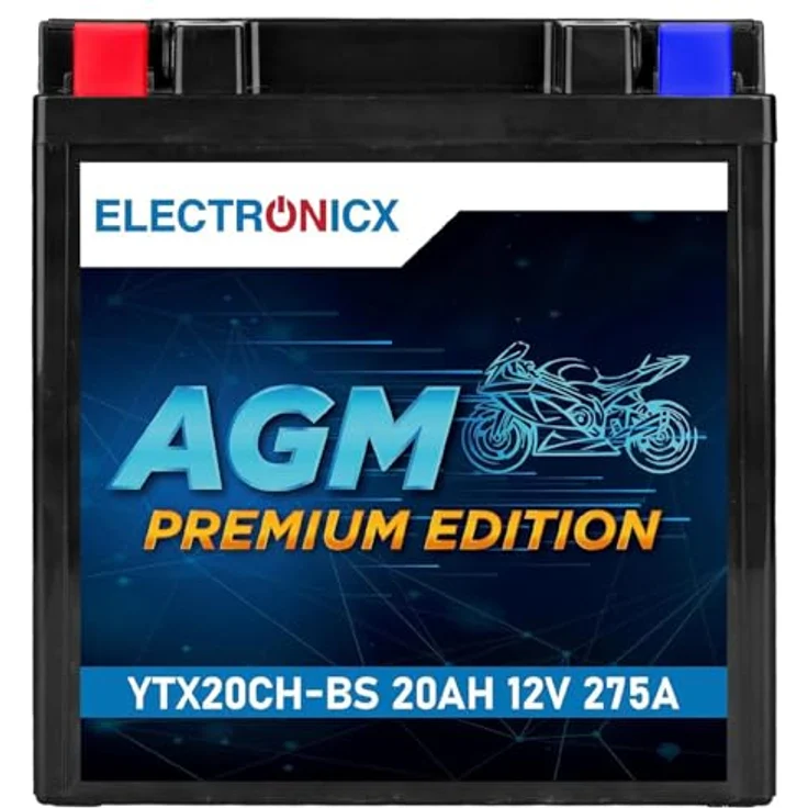 Electronicx YTX20CH-BS AGM Motorradbatterie 20Ah 12V - wartungsfrei, auslaufsicher, rüttelfest für Motorrad, Roller, Quad, ATV und Jetski – Bild 1