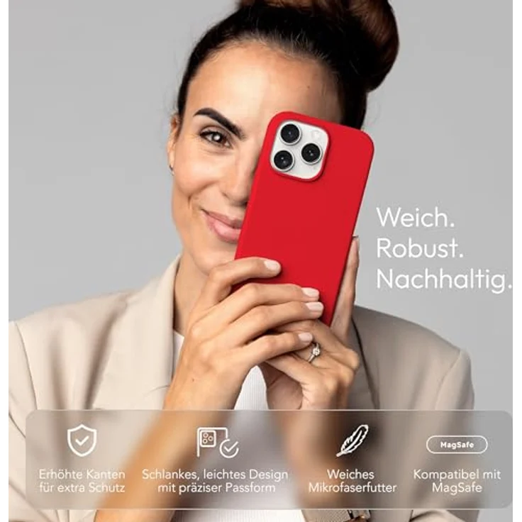 Vonmählen Soft Silicone Case für Apple iPhone 16 Pro, Smartphone Hülle aus recycelten Rohstoffen, Rot – Bild 2