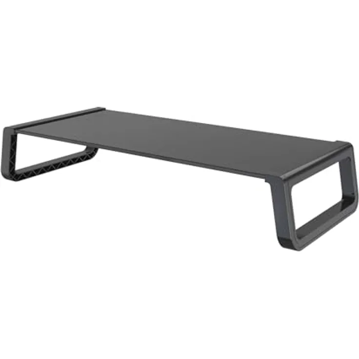 SVITA ANSAN Monitorständer Monitorerhöhung Schreibtisch Computertisch Glas Schwarz - Platzsparende Bildschirmerhöhung mit großer Stauraum und stabilem Design