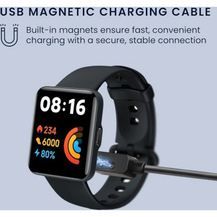 kwmobile Smartwatch Ladekabel für Xiaomi Redmi Watch 2 Lite/Redmi Watch 3/Band 7 Pro/Smart Band Pro, USB Aufladekabel in Schwarz, ideal als Ersatz- und Reiseladekabel, zuverlässige Ladeverbindung – Bild 4