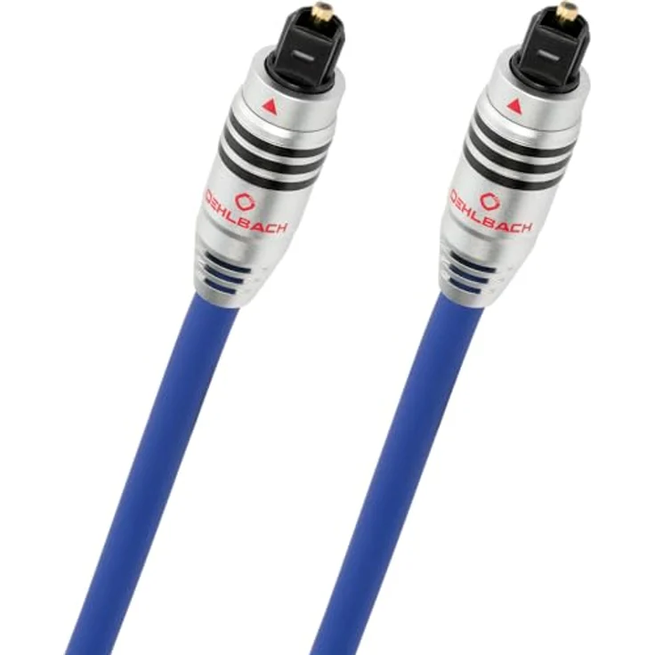 Oehlbach XXL Series 80 - High-End optisches Digitalkabel mit vollmetall Toslink-Stecker (Digital-Audiokabel - Heimkino, Soundbar, Blu-Ray Player & PS4pro, XBOX One) - blau 2m – Bild 2