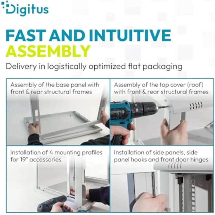 DIGITUS Wandgehäuse Dynamic-N Serie 16HE, 600x450 mm unmontiert, grau – Bild 3