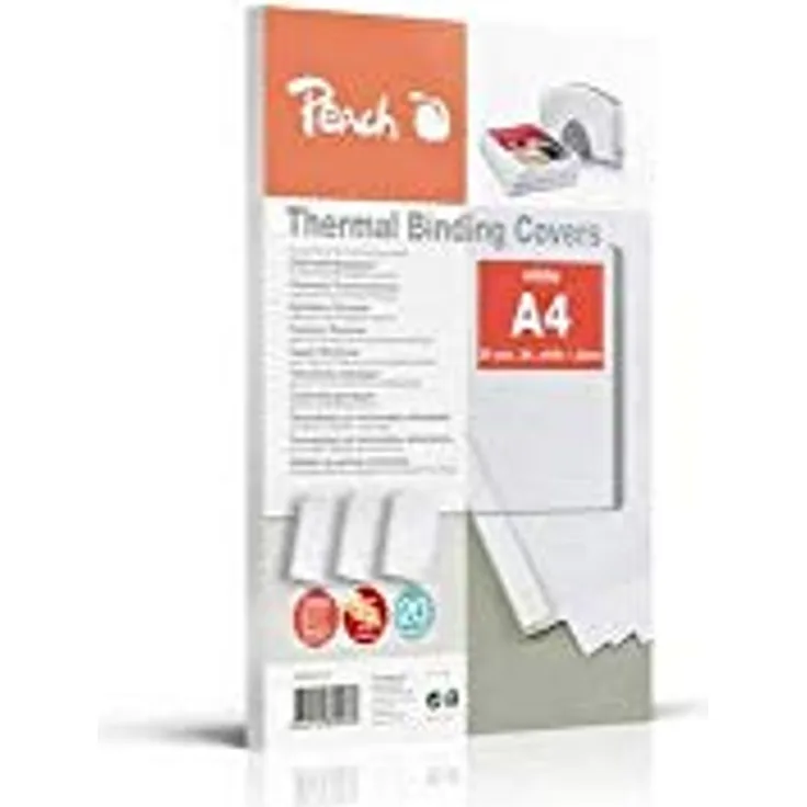 Peach PBT301-01 Thermobindemappe für 15 Blätter, A4, 80g/M2, 20 Stück, Weiß