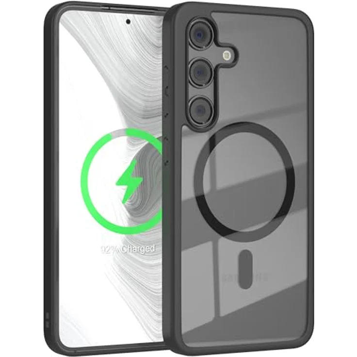 EAZY CASE Hülle für Galaxy S24 FE, Ultra Aufprallschutz, Qi Charging, stoßfest und kratzfest, klare Silikon Cover mit Kameraschutz, schwarz – Bild 1