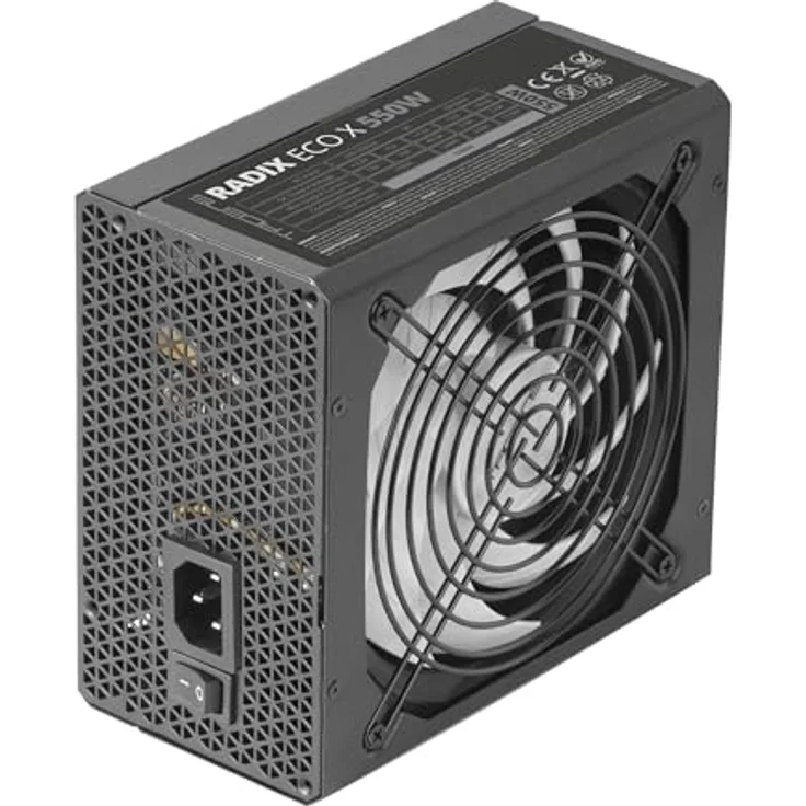 Tacens Radix ECO X 550, PC ATX Netzteil 550W, 87% Effizienz, 6 Jahre Garantie, Ultra-leiser AI-RPM 140mm FDB-Lüfter, Extra-Lange Flachkabel, Schwarz – Bild 2